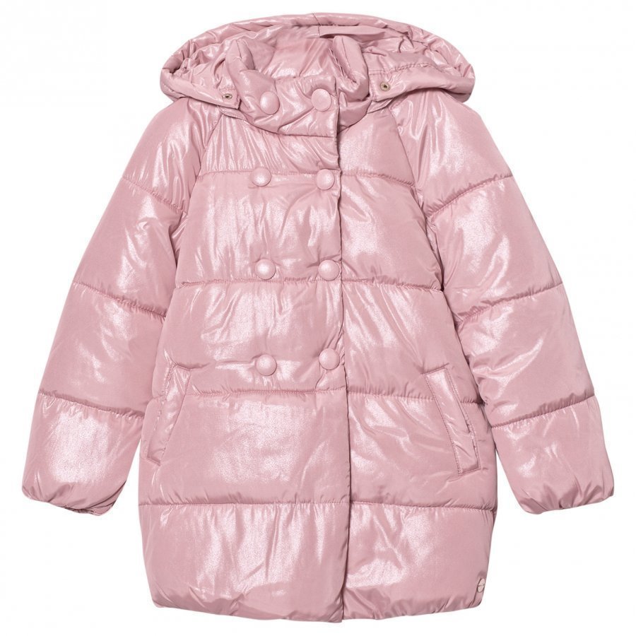 Mayoral Pale Pink Shimmer Hooded Padded Coat Toppatakki