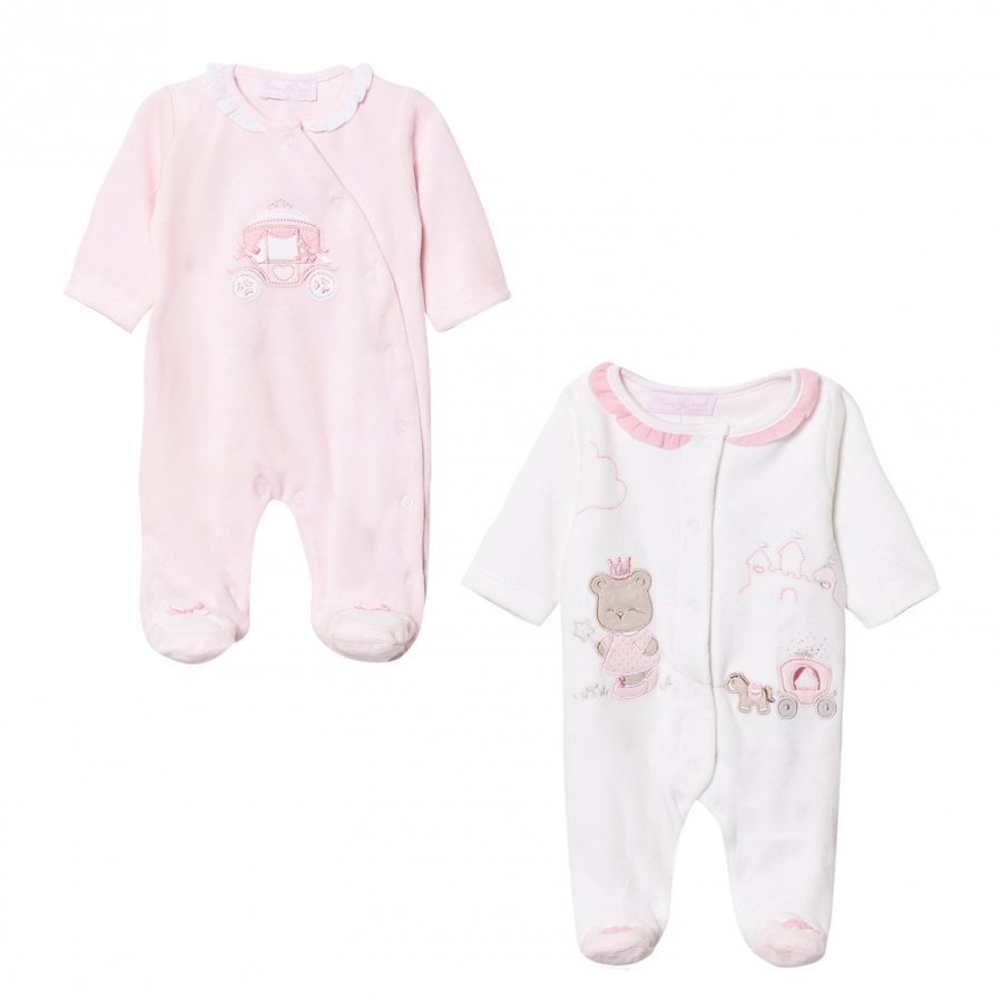 Mayoral Pink And White Fairytale Footed Baby Bodies 2 Pack Body