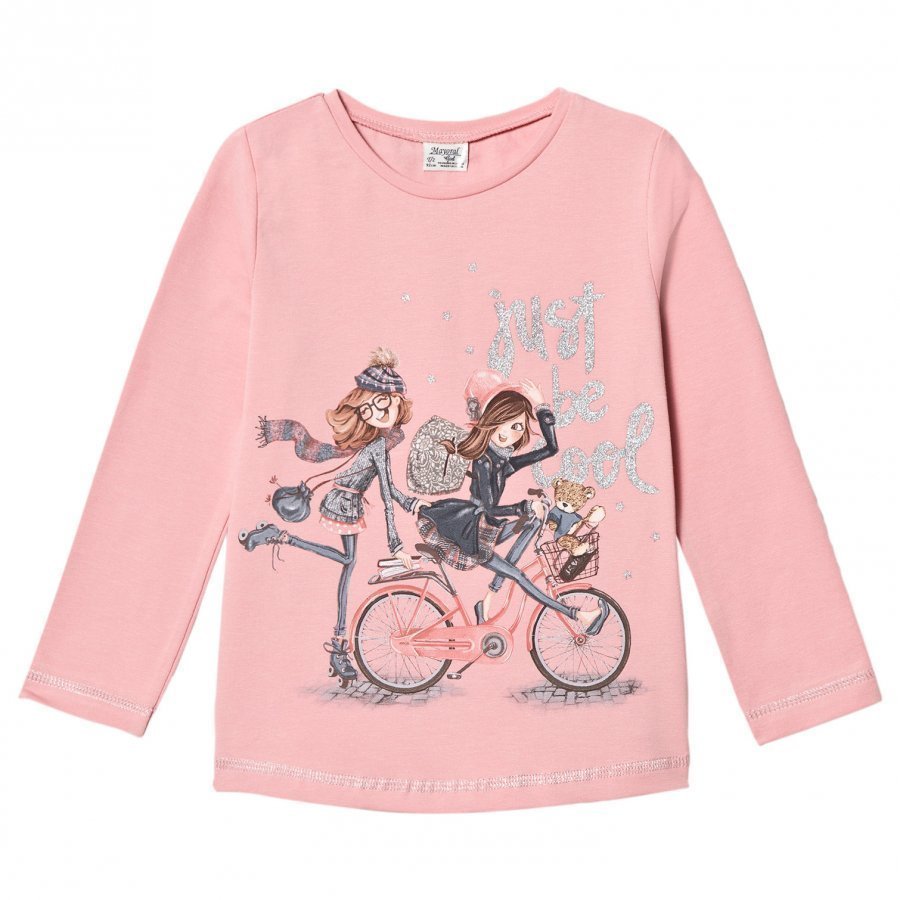 Mayoral Pink Bicycle Girls Glitter Tee T-Paita