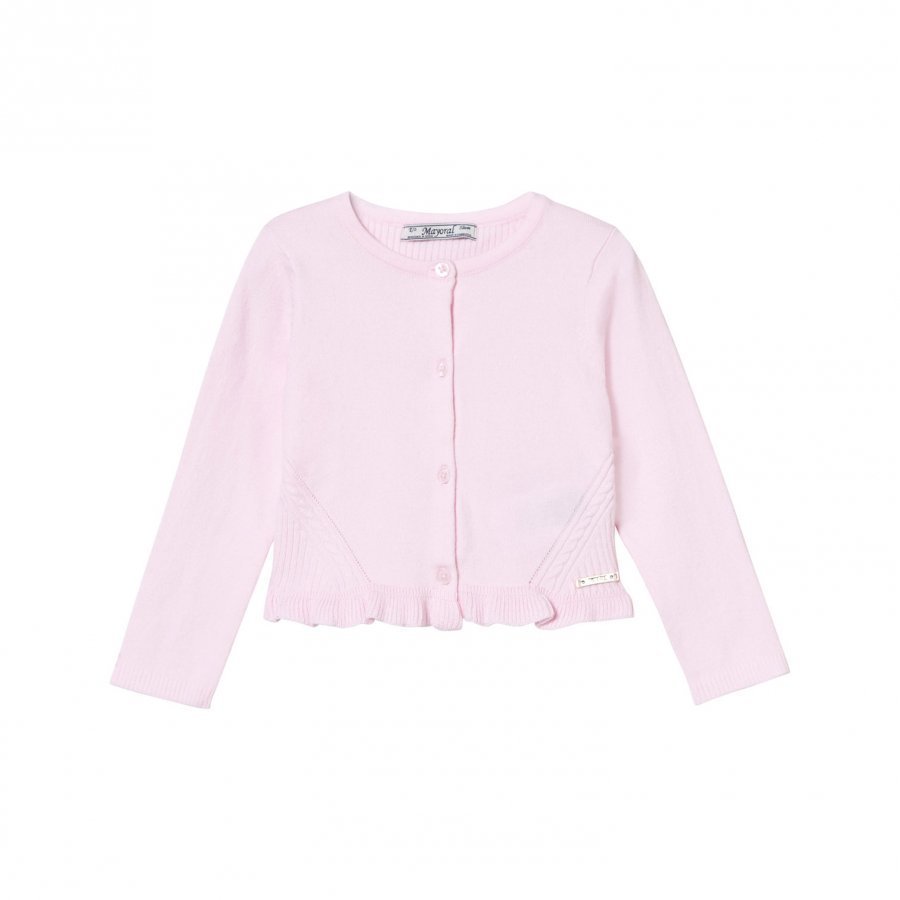 Mayoral Pink Knit Frill Rib Cardigan Neuletakki