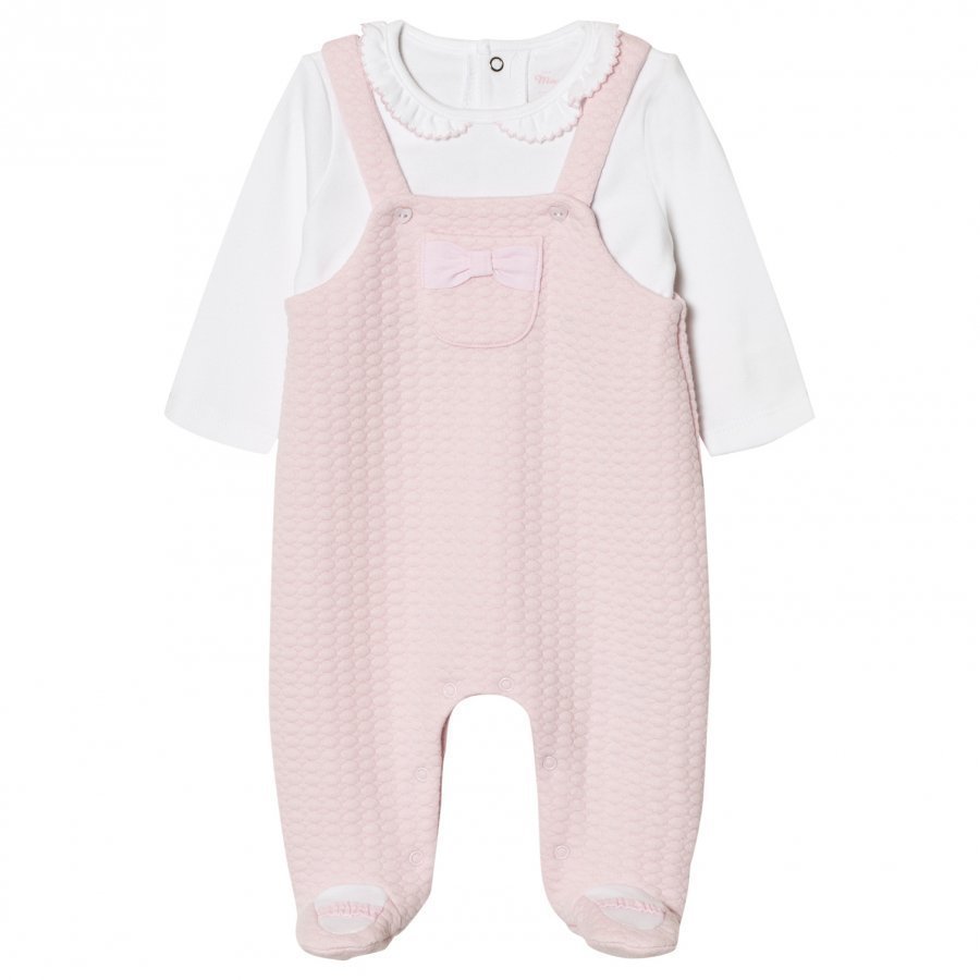 Mayoral Pink Knitted Dungaree Effect Collared Footed Baby Body