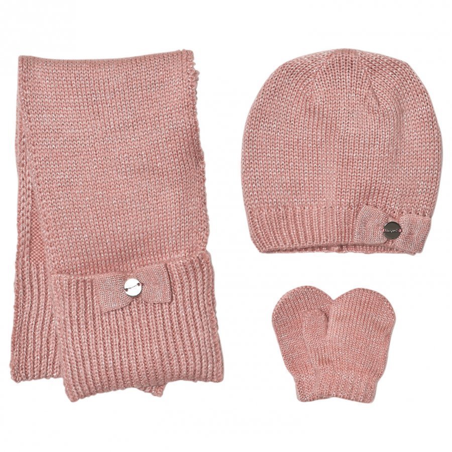 Mayoral Pink Knitted Hat Scarf And Mittens Set Hattu Huivi Ja Hanskat Setti