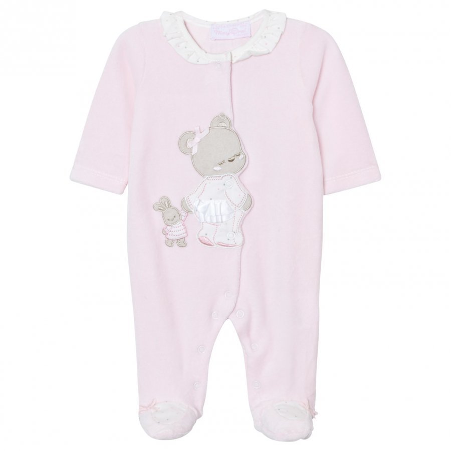 Mayoral Pink Little Bear Velour Footed Baby Body