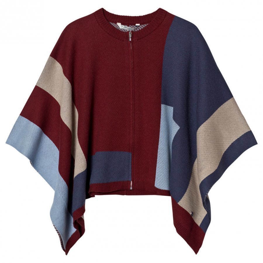 Mayoral Red And Blue Knit Poncho Paita