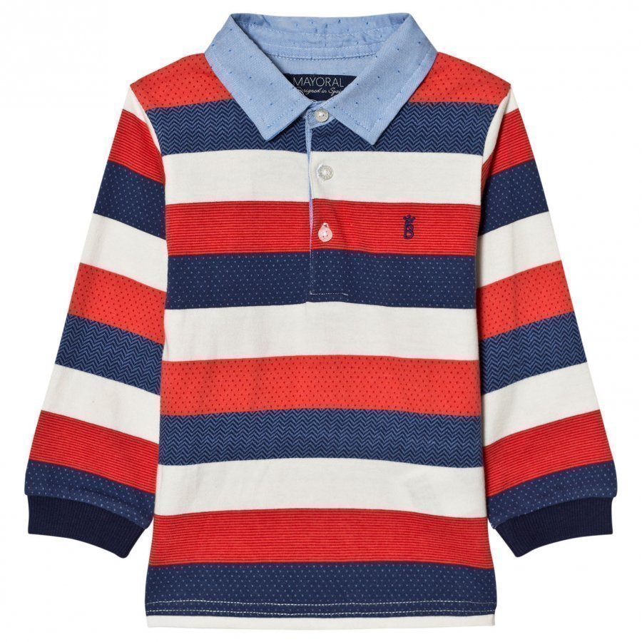 Mayoral Red White And Navy Stripe Polo Pikeepaita