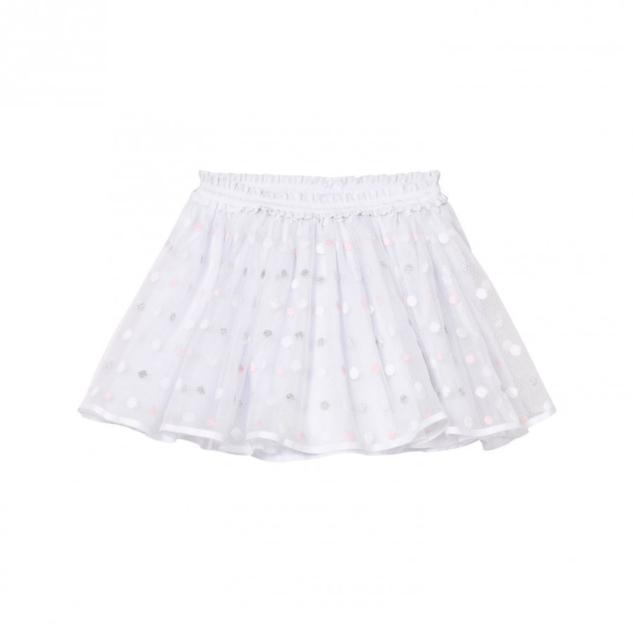 Mayoral White And Pink And Grey Lurex Skirt Lyhyt Hame