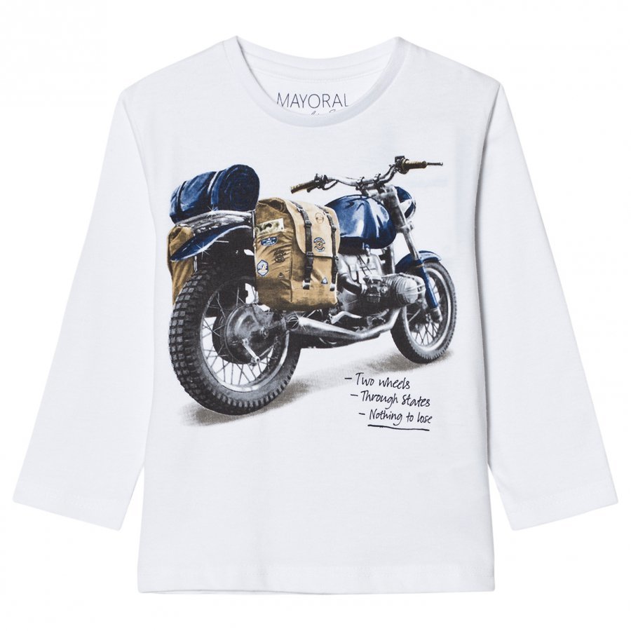 Mayoral White Bike Print Long Sleeve Tee Pitkähihainen T-Paita