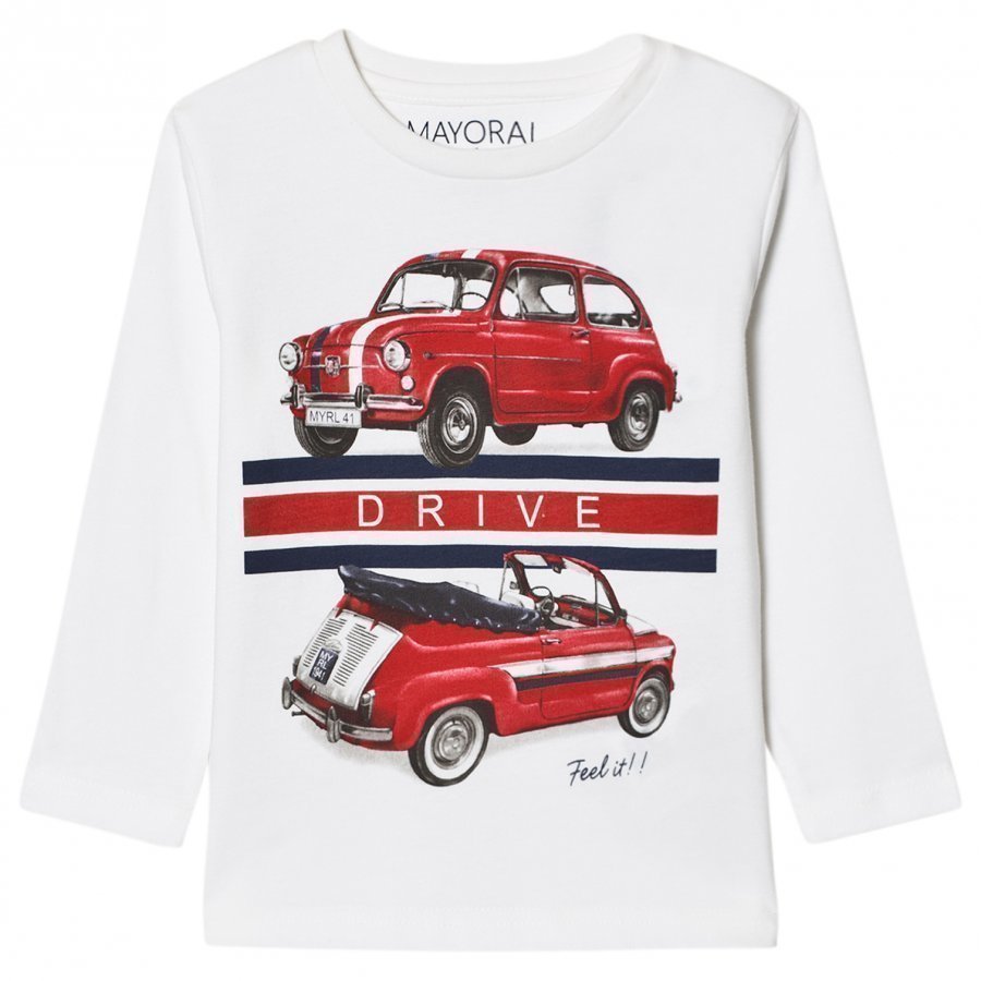 Mayoral White Car Print Tee Pitkähihainen T-Paita