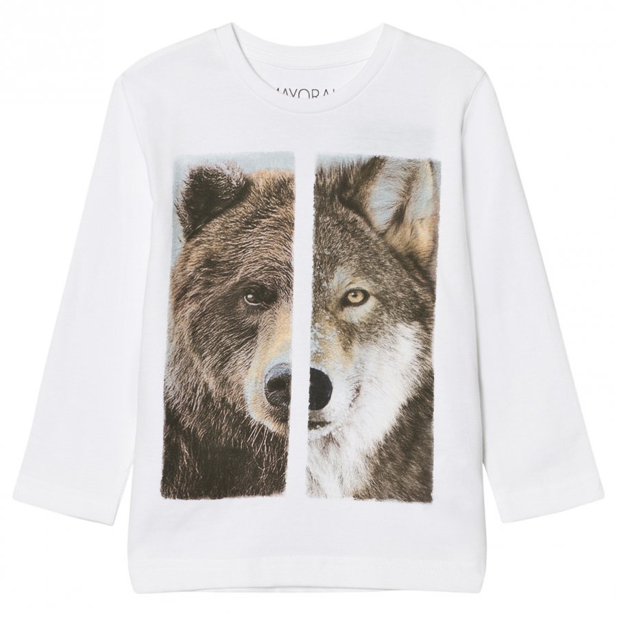 Mayoral White Wolf/Bear Print Tee Pitkähihainen T-Paita