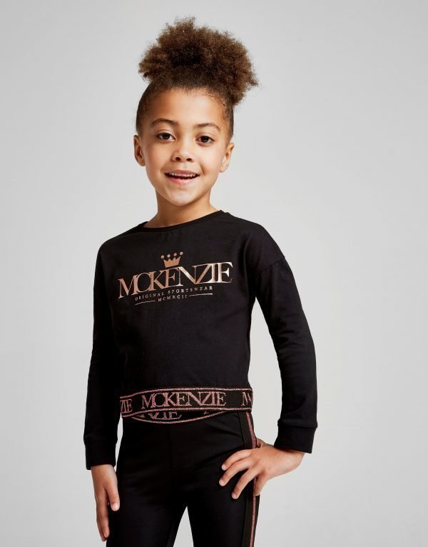 Mckenzie Girls' Mini Kaia Long Sleeve Crop T-Shirt Musta