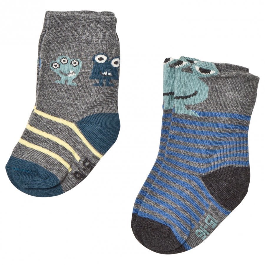 Melton 2 Pack Alien Baby Socks Grey Sukat