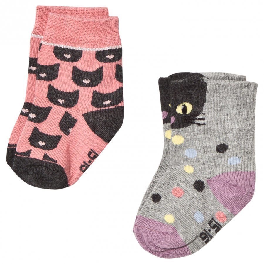 Melton 2 Pack Cat Baby Socks Dusty Rose Sukat