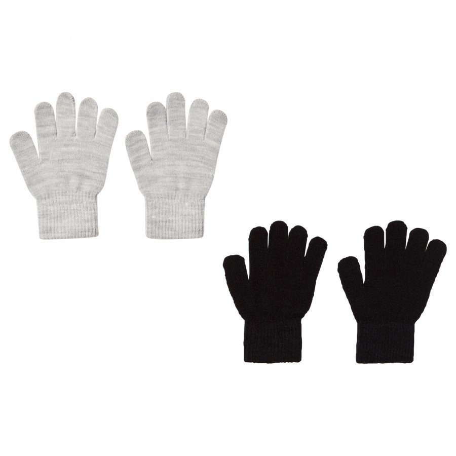 Melton 2 Pack Gloves Grey/Black Fleece Hanskat