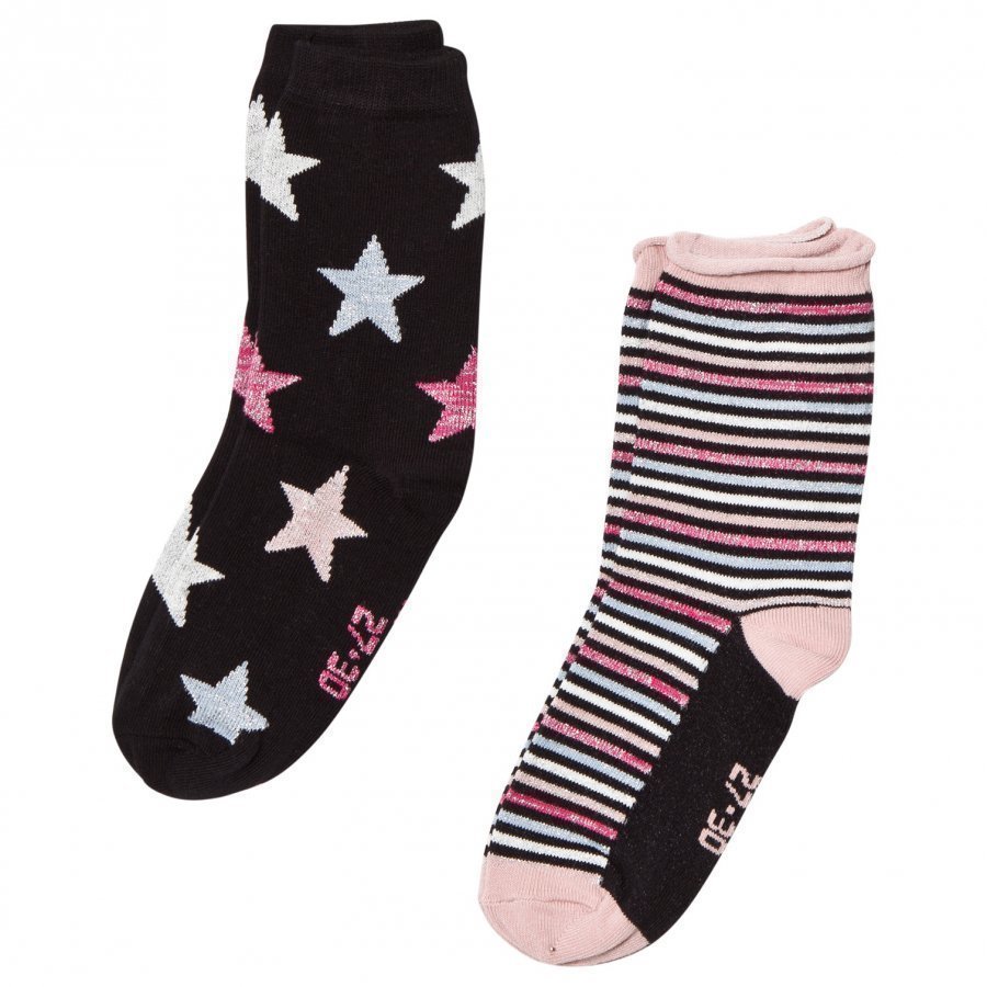 Melton 2 Pack Socks Star/Stripe Black Sukat