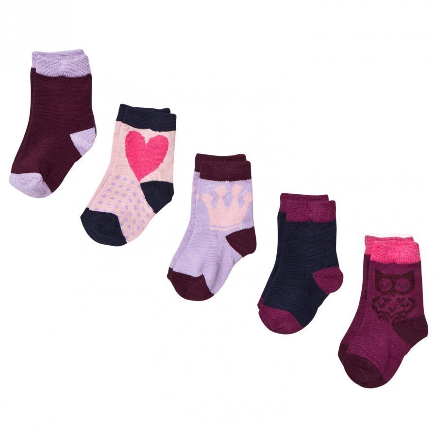 Melton 5 Pack Socks Dark Plum Sukat