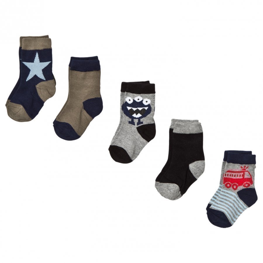 Melton 5 Pack Socks Navy Sukat