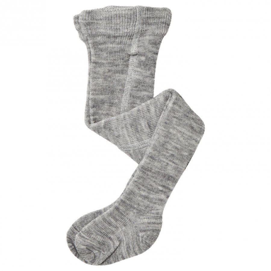 Melton Basic Wool Rib Tights Light Grey Sukkahousut