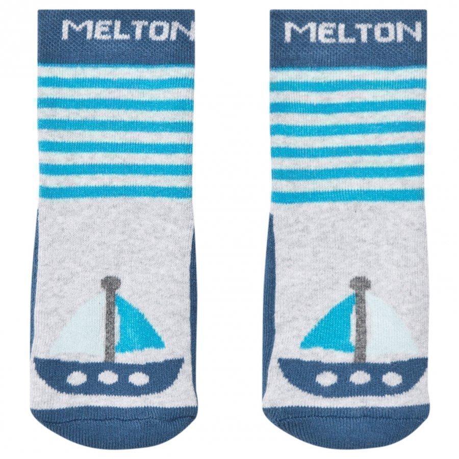 Melton Boat Pearl Socks Grey Melange Sukat