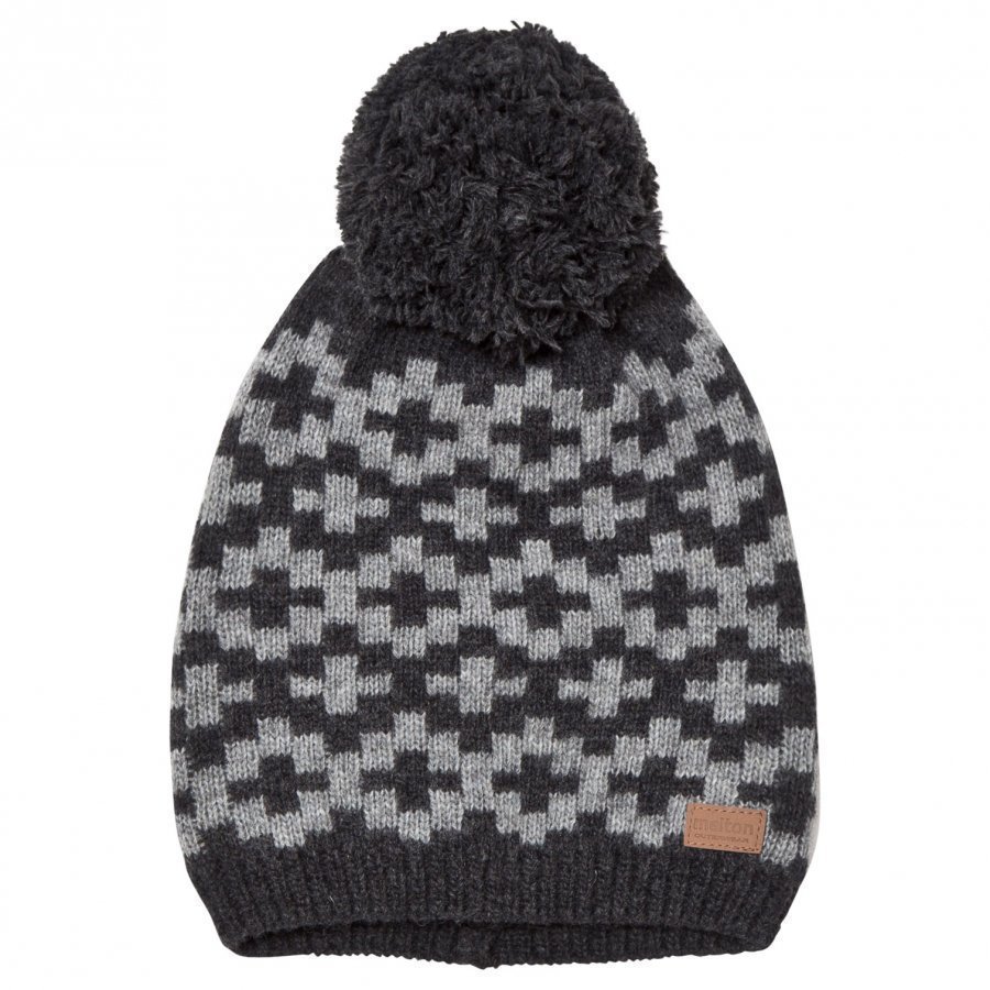 Melton Lamb Wool Knit Hat Dark Grey Pipo