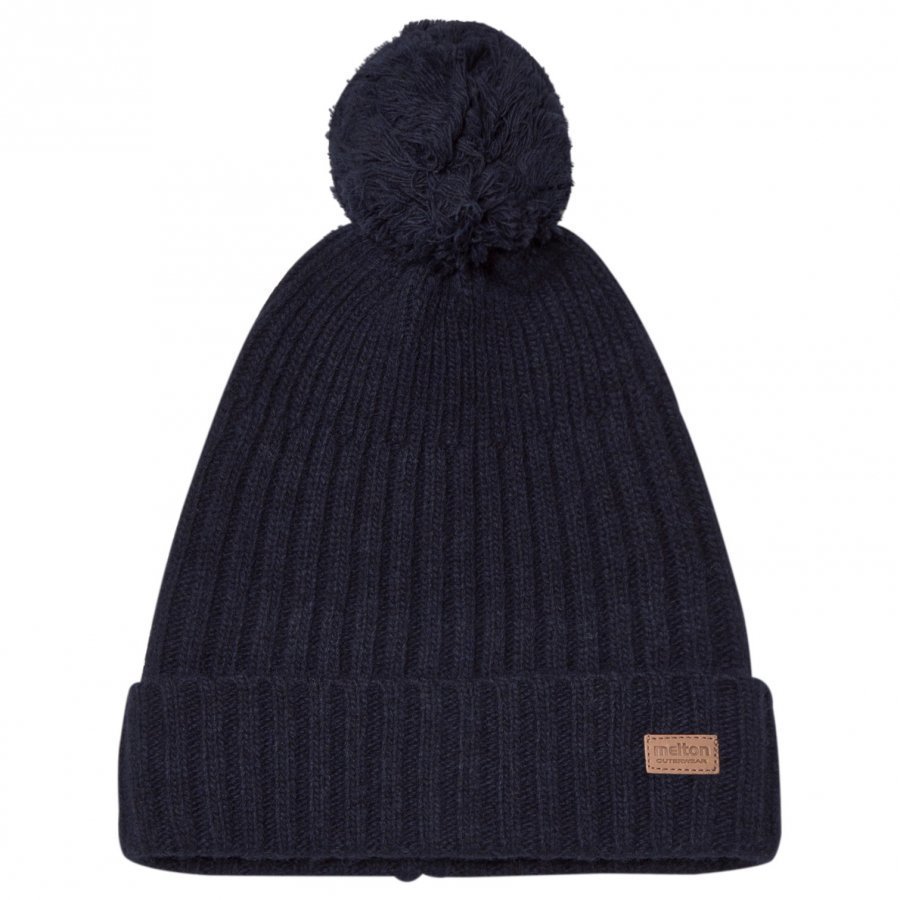 Melton Lamb Wool Knit Hat Marine Pipo