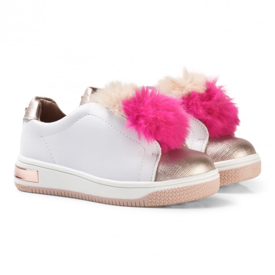 Michael Kors Pink Faux Fur Pom Pom Zia Tatum Slip On Trainers Lenkkarit