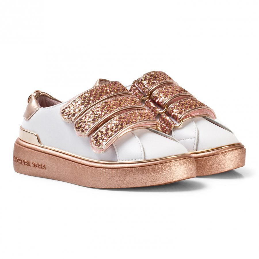 Michael Kors Rose Gold Glitter Velcro Zia Ivy Pom Trainers Lenkkarit