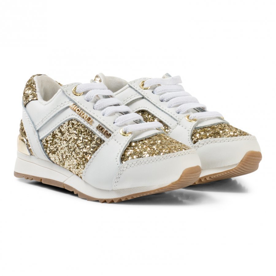 Michael Kors White And Gold Glitter Zia Allie Cali-T Laced Trainers Lenkkarit