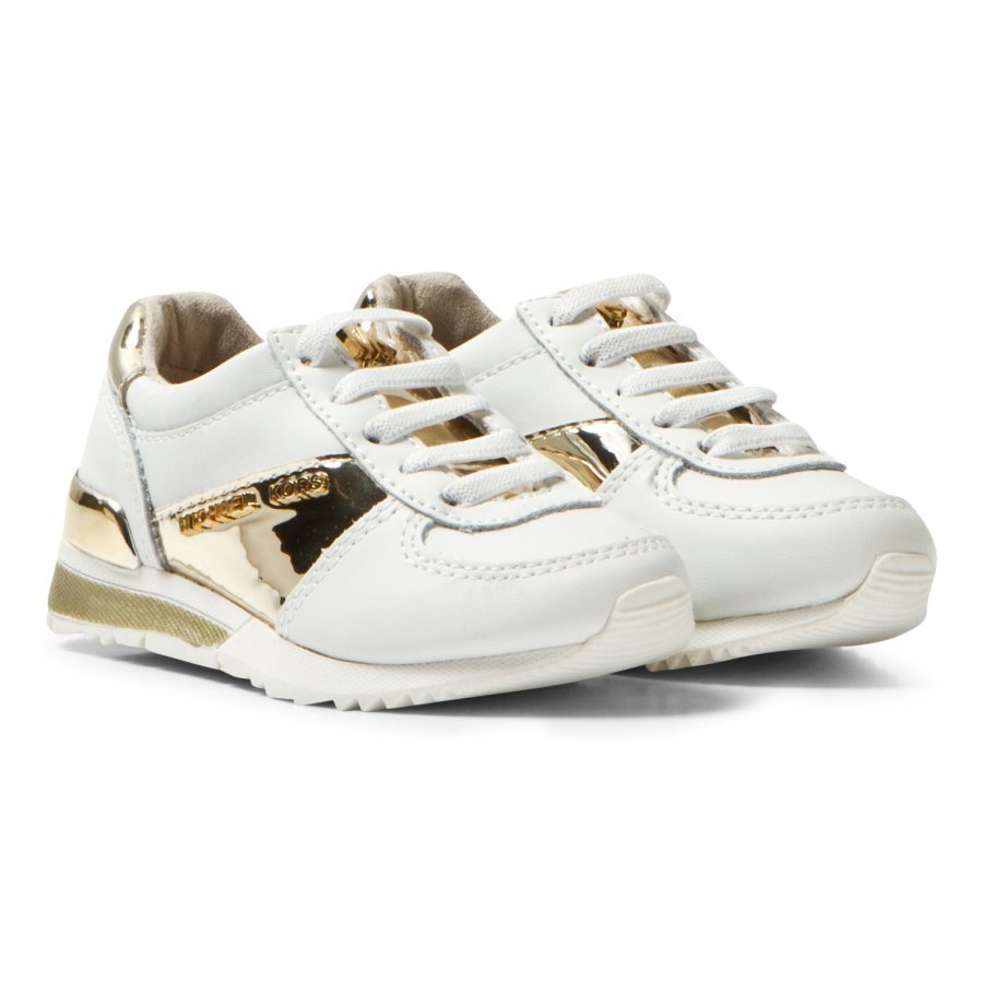 Michael Kors White And Gold Zia Allie Infants Elasticated Lace Trainers Lenkkarit