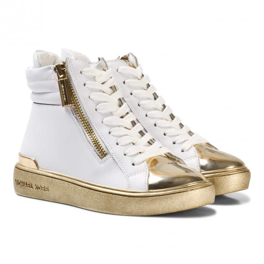 Michael Kors White And Gold Zia Ivy Blu Zip Hi Tops Korkeavartiset Kengät