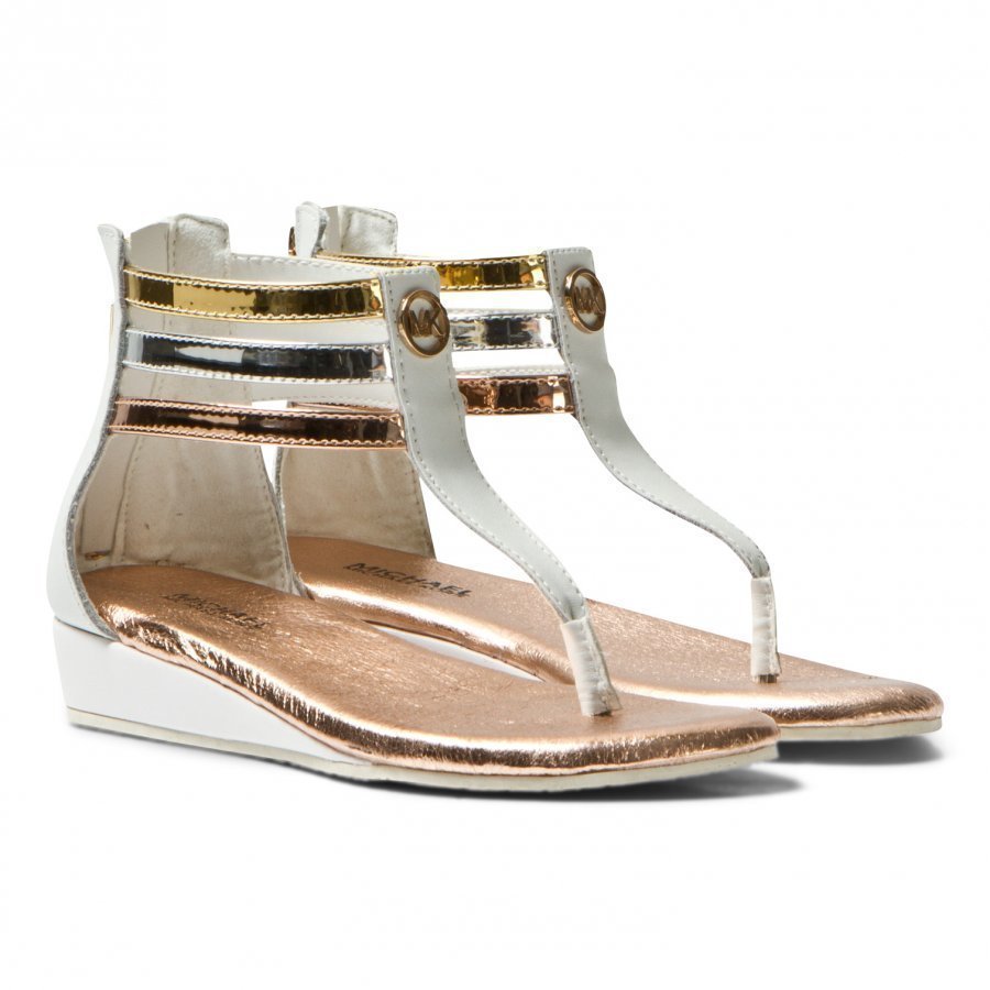 Michael Kors White And Metallic Zia Demi Darcie Wedge Sandals Remmisandaalit