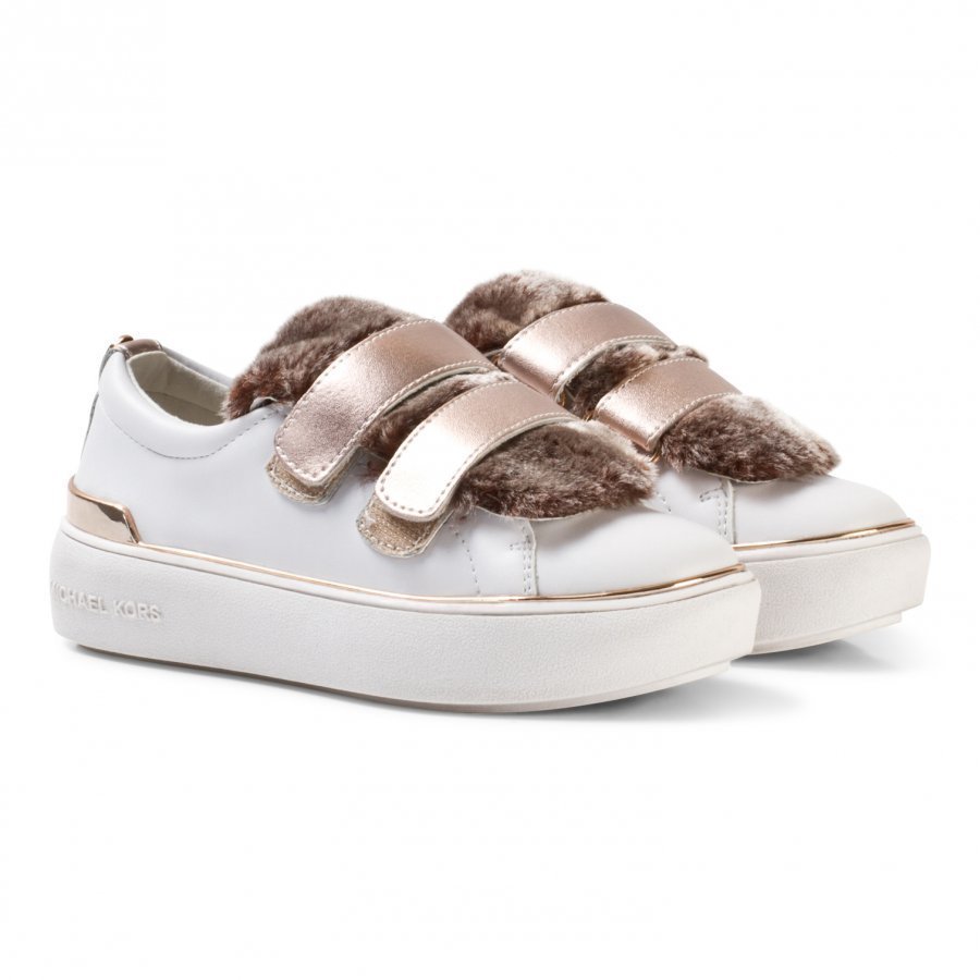 Michael Kors White And Mink Faux Fur Zia Maven Fima Velcro Trainers Lenkkarit