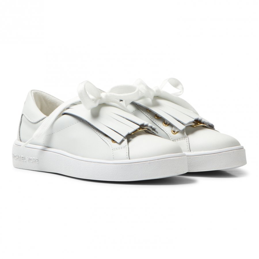 Michael Kors White Zia Ivy Kiltie Leather Fringe Trainers Lenkkarit