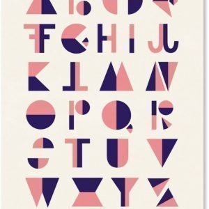 Michelle Carlslund Juliste Flip Alphabet 50 x 70 cm Vaaleanpunainen