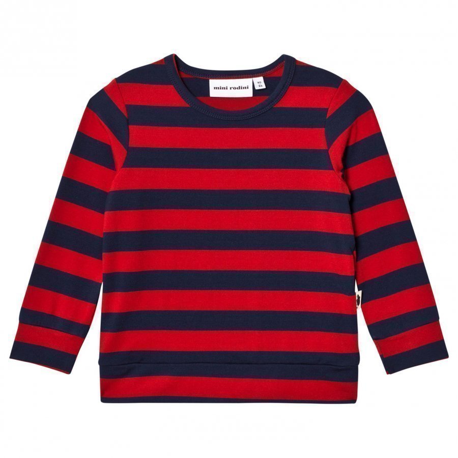 Mini Rodini Blockstripe Long Sleeve Tee Red Pitkähihainen T-Paita