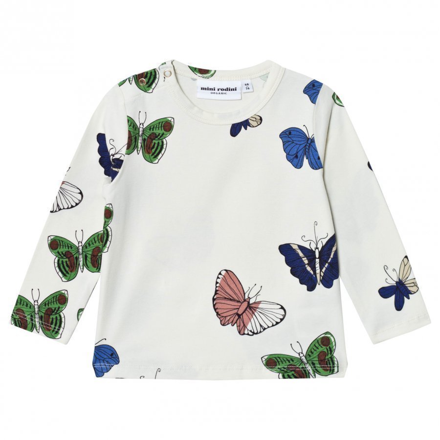 Mini Rodini Butterflies Tee Off White Pitkähihainen T-Paita