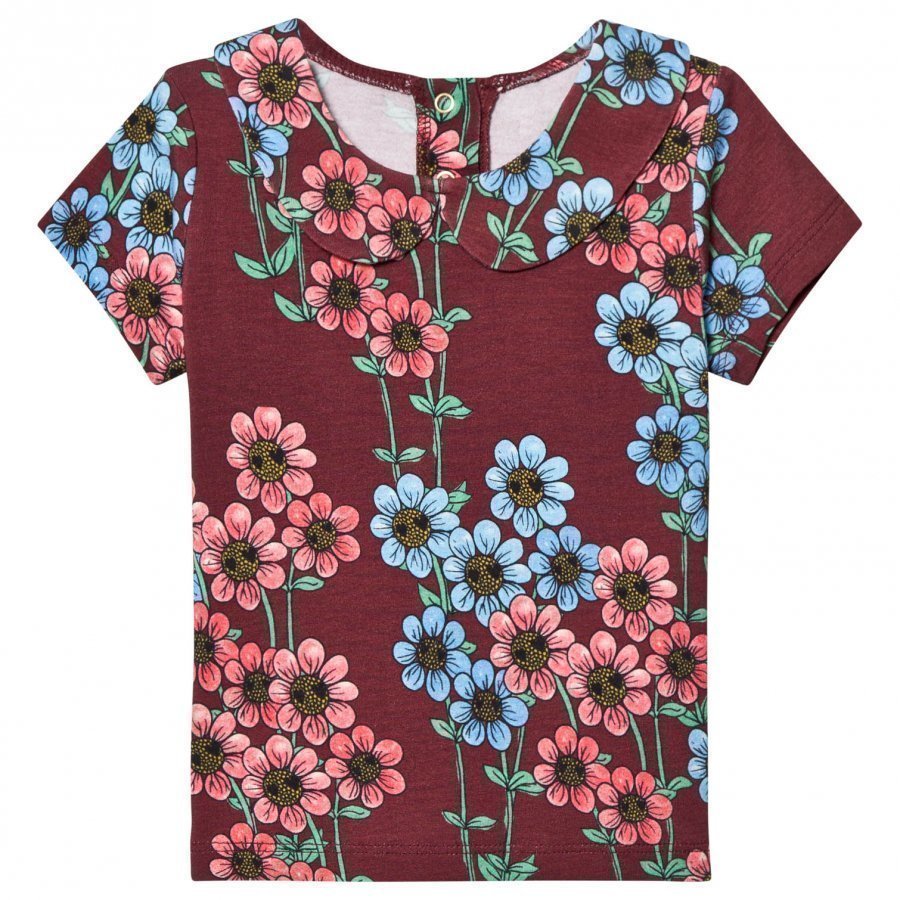 Mini Rodini Daisy Collar Tee Burgundy T-Paita