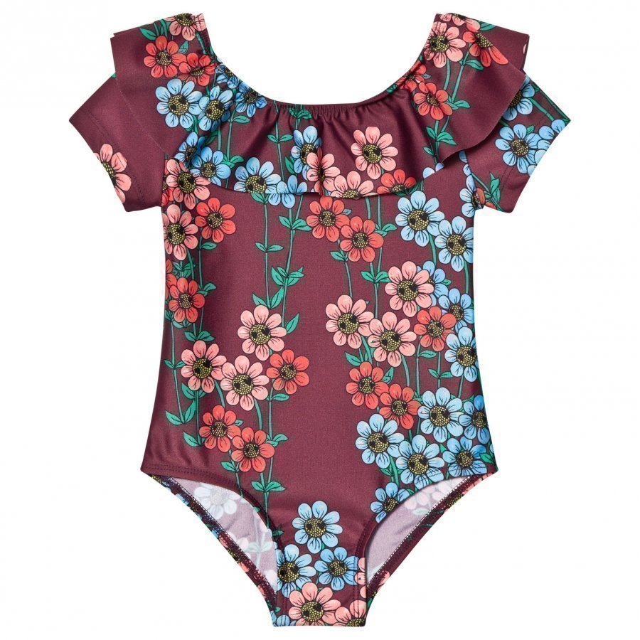 Mini Rodini Daisy Swimsuit Burgundy Uimapuku