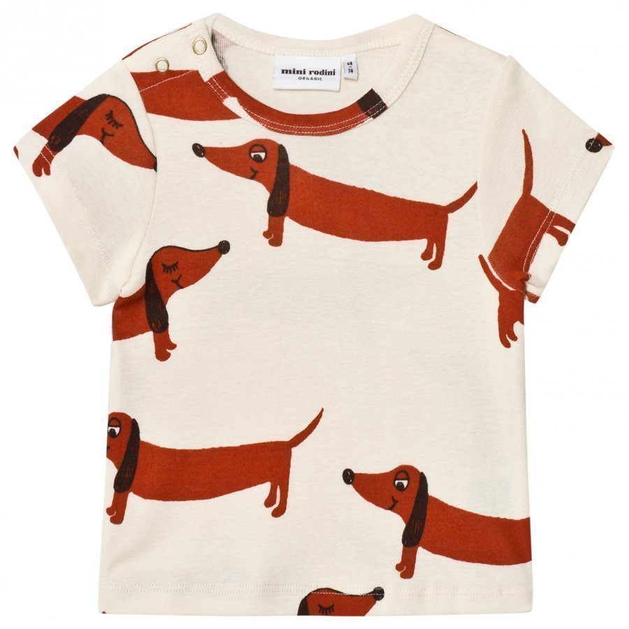 Mini Rodini Dog Tee Off White T-Paita