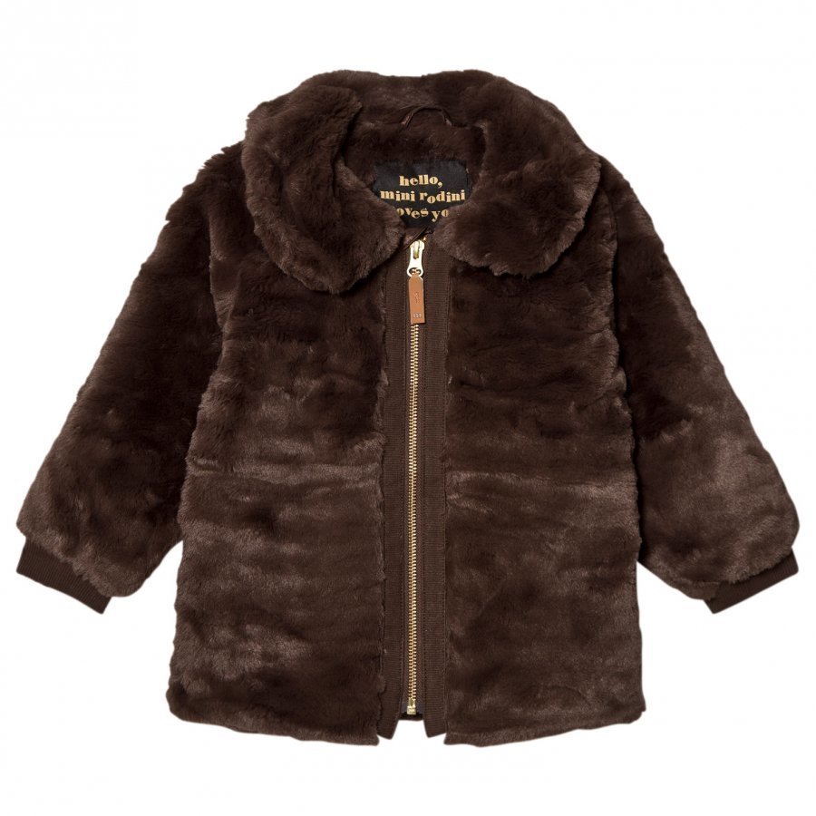 Mini Rodini Faux Fur Jacket Brown Turkis