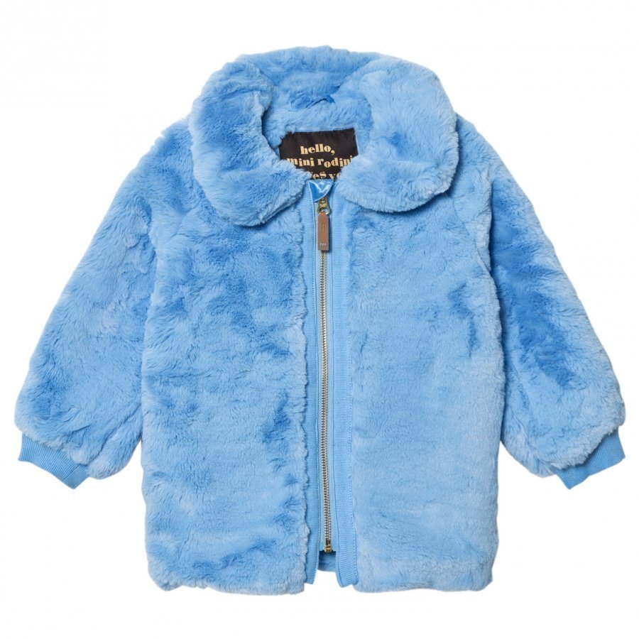 Mini Rodini Faux Fur Jacket Light Blue Turkis