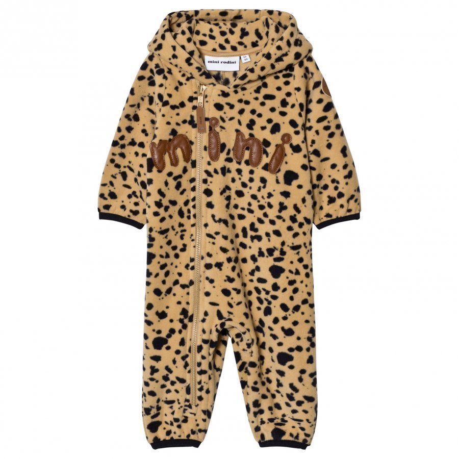 Mini Rodini Fleece Spot Onesie Beige Fleece Haalarit