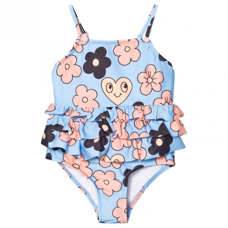 Mini Rodini Flower Frill Swimsuit Light Blue Uimapuku