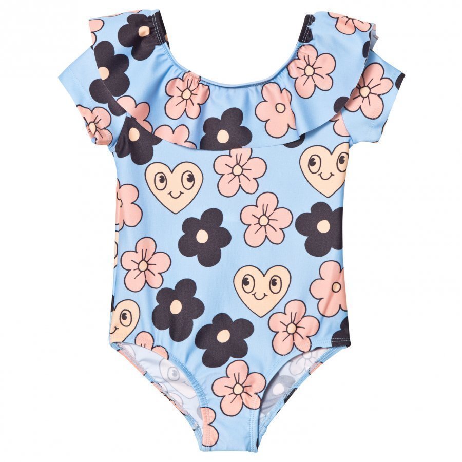 Mini Rodini Flower Swimsuit Light Blue Uimapuku