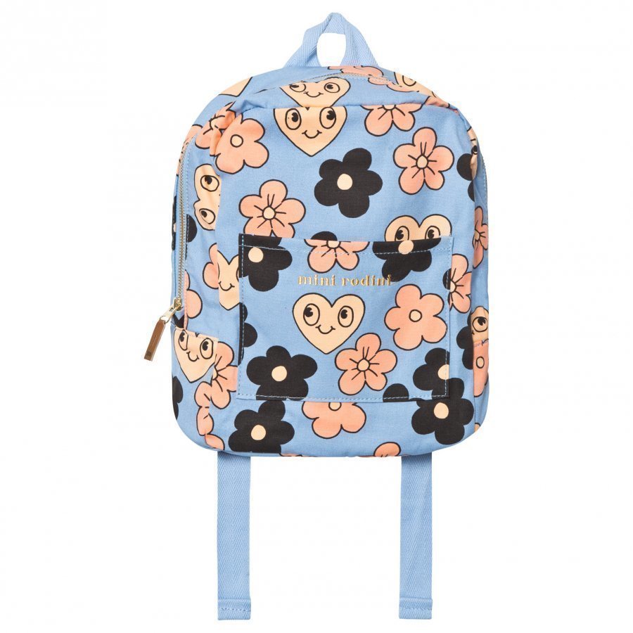 Mini Rodini Flowers Backpack Light Blue Reppu