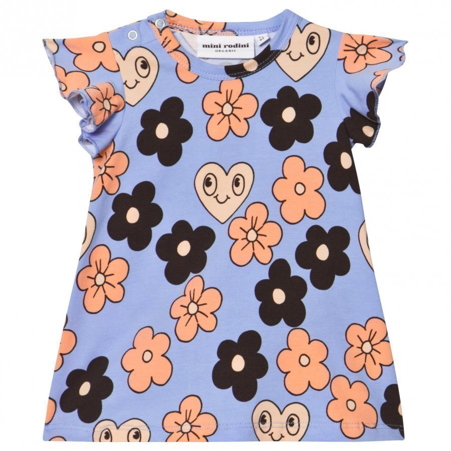 Mini Rodini Flowers Wing Dress Light Blue Mekko