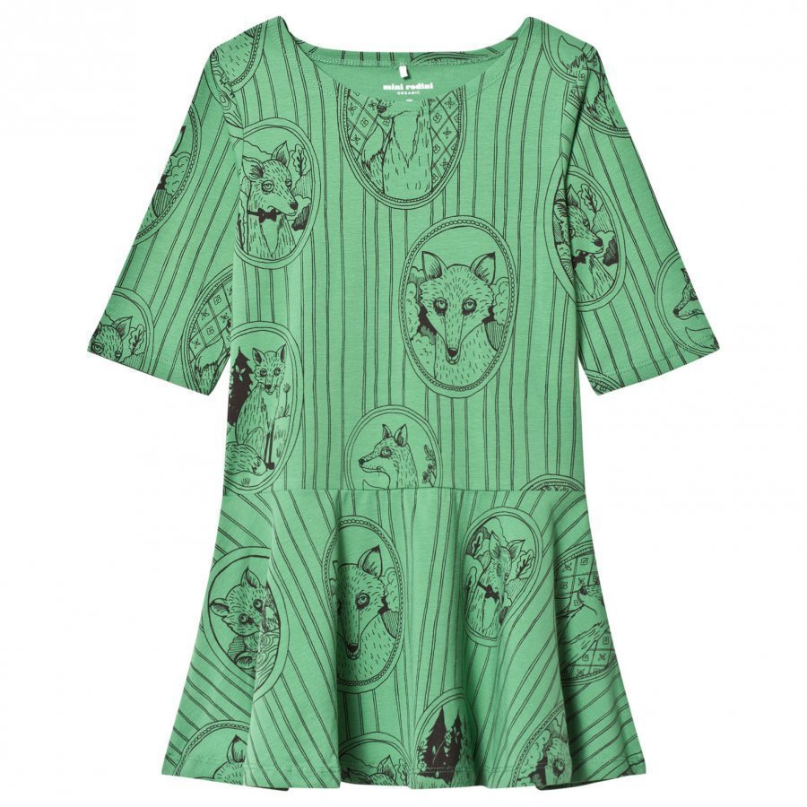 Mini Rodini Fox Family Dress Green Mekko