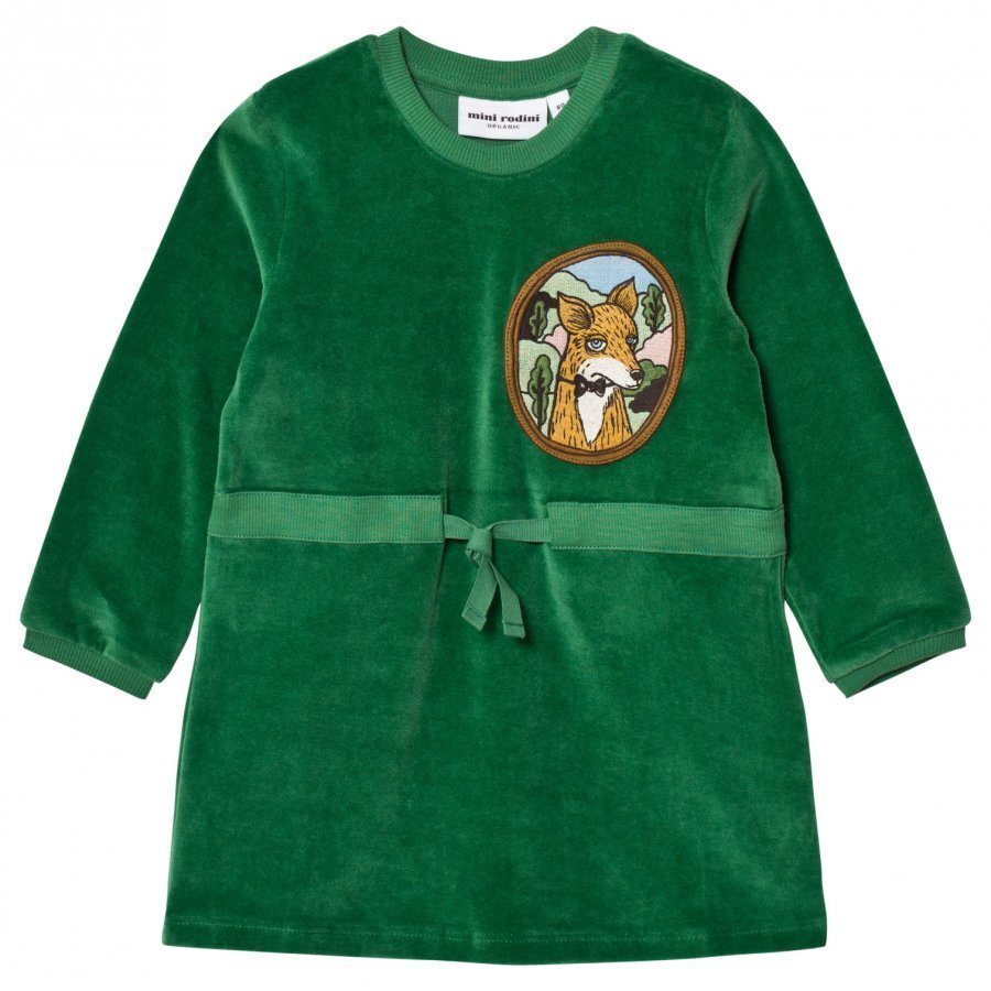 Mini Rodini Fox Velour Dress Green Mekko