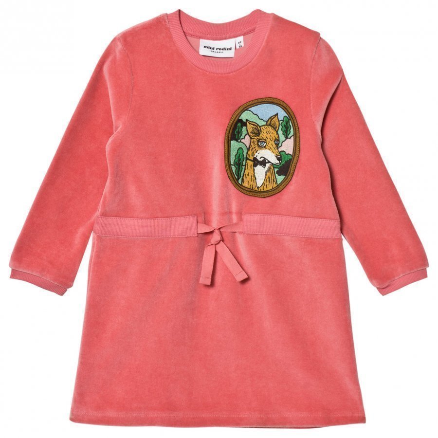 Mini Rodini Fox Velour Dress Pink Mekko