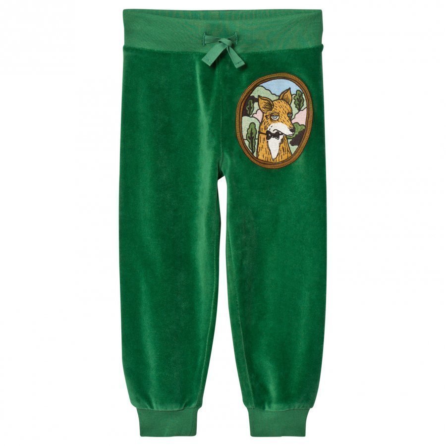 Mini Rodini Fox Velour Sweatpants Green Verryttelyhousut