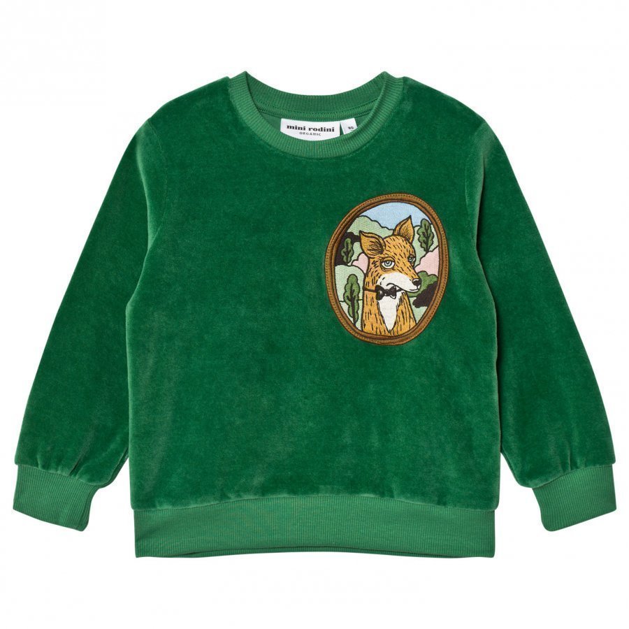 Mini Rodini Fox Velour Sweatshirt Green Oloasun Paita